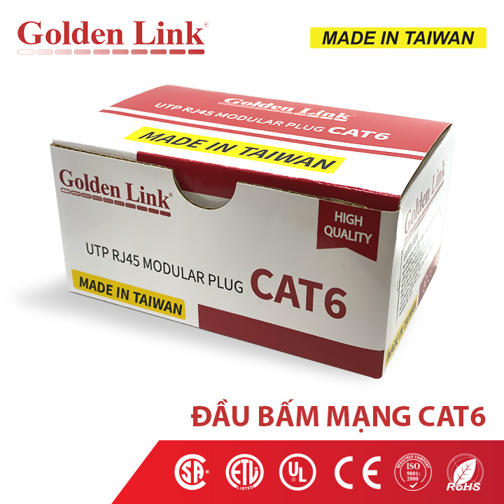 ĐẦU BẤM MẠNG Golden Link RJ45 UTP CAT6 MADE IN TAIWAN